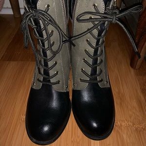 Black and Green heeled boots
